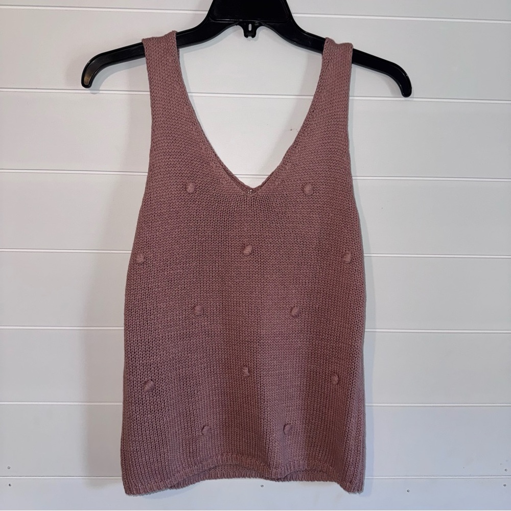 Blu Pepper Tank Sweater Size S Crochet Knit Cottagecore Cozy Sweater Tank